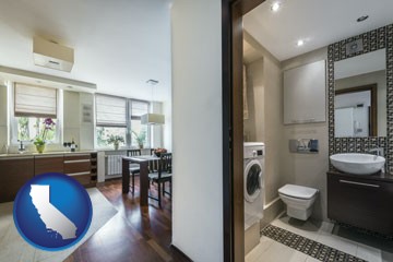 a modern bathroom and kitchen - with California icon