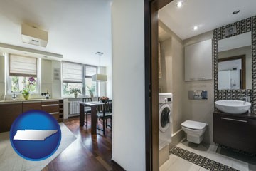 a modern bathroom and kitchen - with Tennessee icon