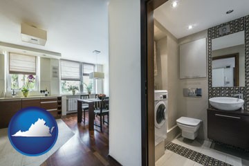 a modern bathroom and kitchen - with Virginia icon
