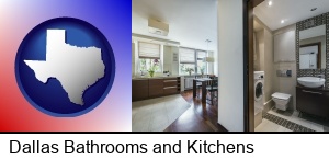 Dallas, Texas - a modern bathroom and kitchen