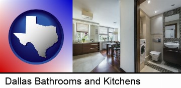 a modern bathroom and kitchen in Dallas, TX